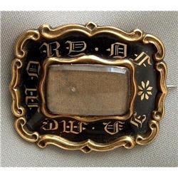 18 KARAT GOLD HAIR ENAMEL MOURNING BROOCH #1776246