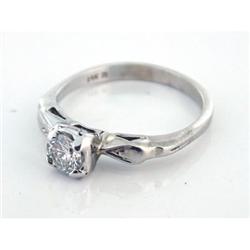 Retro 0.42ct OEC Diamond Solitaire 14k WG Ring #1776268