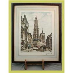 Art Watercolor Framed Signed Mechelen, Belgium #1776571