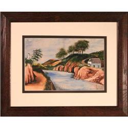  View from the River  - landscape watercolor #1788342