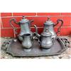 Image 1 : Rare French Five Piece Pewter Tea Set France #1788995