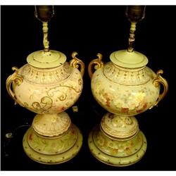 Pair of Antique Porcelain Hand-Painted Lamps #1789211