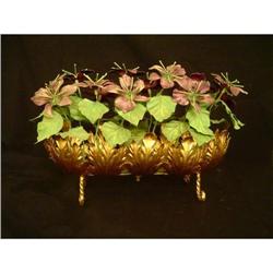 Antique Italian Tole Flowers in Gilded Basket #1789218