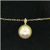 Image 3 : 18kt Yellow Gold 10.45mm Pearl and Diamond Solitaire Pendant Necklace