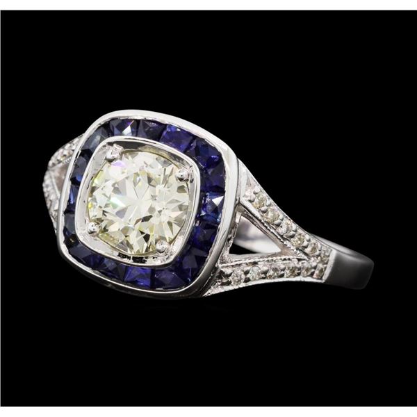 1.05 ctw Diamond And Sapphire Ring - 18KT White Gold