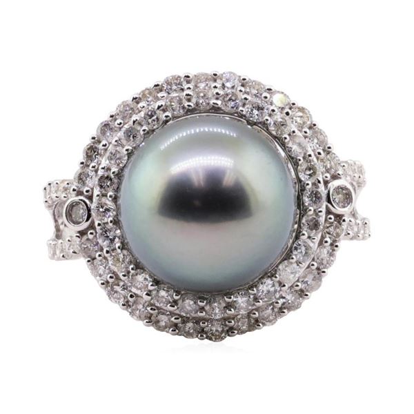 Tahitian Pearl and Diamond Ring - 18KT White Gold