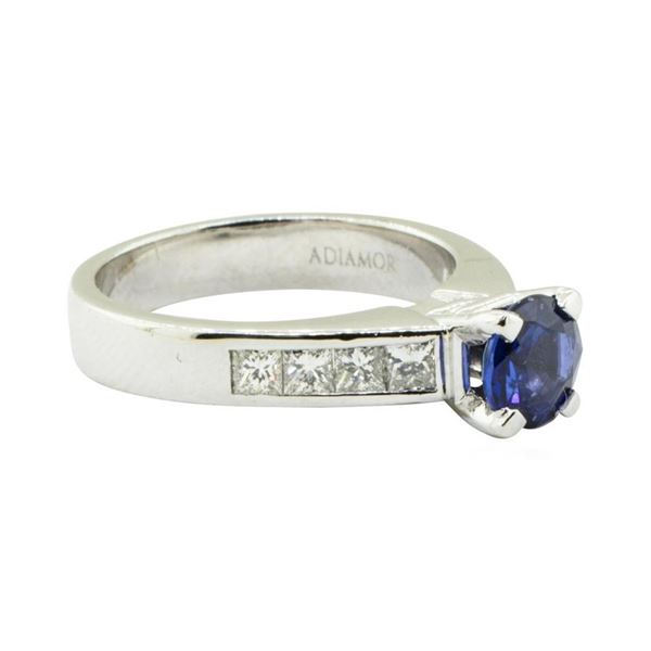 2.01 ctw Round Mixed Blue Sapphire And Diamond Ring - Platinum