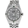 Image 9 : Rolex Mens Stainless Steel Meteorite Diamond And Emerald Datejust Wristwatch