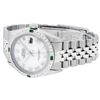 Image 8 : Rolex Mens Stainless Steel Silver MOP Roman 36MM Diamond & Emerald Datejust
