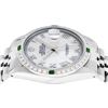 Image 9 : Rolex Mens Stainless Steel Silver MOP Roman 36MM Diamond & Emerald Datejust