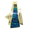 Image 4 : 14k Yellow Gold 2 Inlaid Freeform Geometric Blue & Green Boulder Opal Pendant