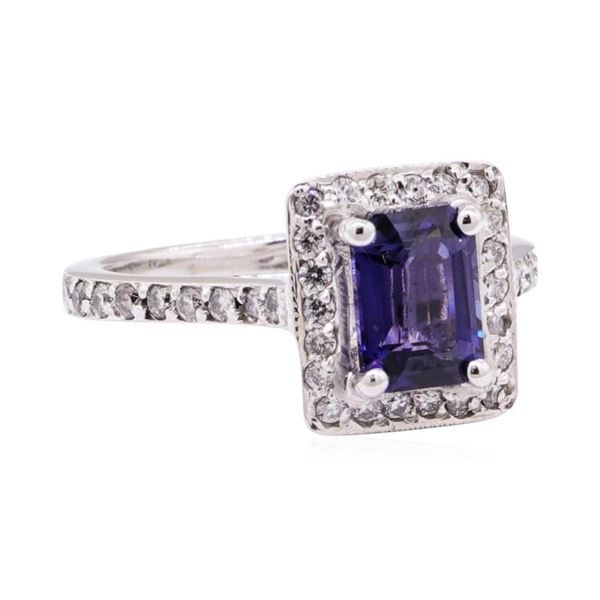 2.21 ctw Blue Sapphire And Diamond Ring - 14KT White Gold