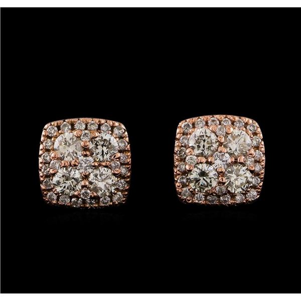 0.97 ctw Diamond Earrings - 14KT Rose Gold