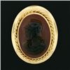 Image 2 : Vintage 14k Gold Carved Brown Agate Trojan Twisted Wire Frame Pin Brooch Pendant