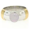 Image 3 : Men's Ribbed 18k Two Tone Gold GIA Certified Round Star Sapphire Solitaire Ring