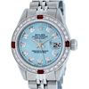 Image 1 : Rolex Ladies Stainless Steel Sky Blue Diamond & Ruby Oyster Perpetual Datejust W