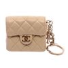 Image 1 : Chanel Beige Leather CC Mademoiselle Mini Flap Charm Key Ring