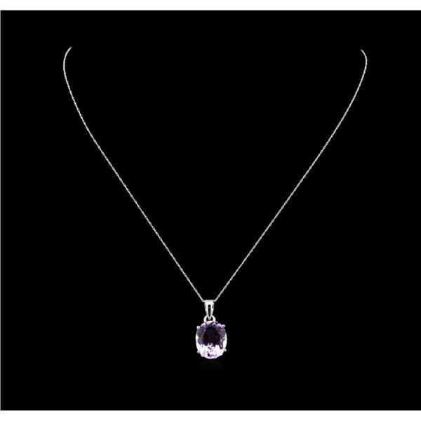 Crayola 7.90 ctw Pink Amethyst Pendant With Chain - 14K White Gold