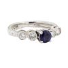Image 1 : 1.00 ctw Sapphire and Diamond Ring - 14KT White Gold