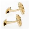Image 3 : Men's 14k Yellow Gold Sandblast Finish 15.85mm Round Sun Burst Cuff Links