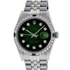 Image 2 : Rolex Mens Stainless Steel Green Vignette Diamond Datejust Wristwatch