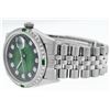 Image 7 : Rolex Mens Stainless Steel Green Vignette Diamond Datejust Wristwatch