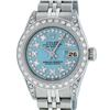 Image 1 : Rolex Ladies Stainless Steel Quickset Sky Blue Diamond Lugs Jubilee Datejust Wri