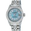 Image 2 : Rolex Ladies Stainless Steel Quickset Sky Blue Diamond Lugs Jubilee Datejust Wri