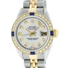 Image 2 : Rolex Ladies 2 Tone Silver Diamond & Sapphire Datejust Wristwatch
