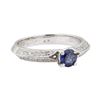 Image 1 : 0.75 ctw Sapphire and Diamond Ring - 18KT White Gold