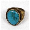 Image 1 : Navajo Brass & Turquoise Ring, Size 9.5