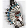 Image 2 : Historic Zuni Sterling Inlay Chief Bolo Tie