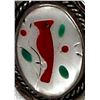 Image 2 : Navajo Sterling Inlay Cardinal Ring, Size 12