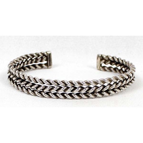 Sterling Silver Rope Cuff Bracelet