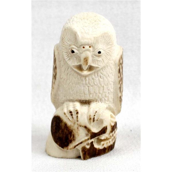 Zuni Carved Antler Owl Fetish by Esteban Najera