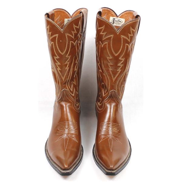 Justin Leather Cowboy Boots, Size 8.5B