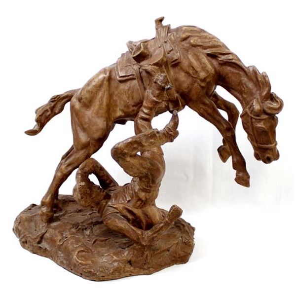 Western Bucking Bronc & Cowboy Horse Statue