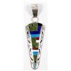 Image 1 : Large Navajo Sterling Channel Inlay Pendant