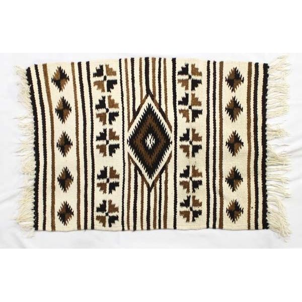 Mexican Fringed Wool Textile Rug