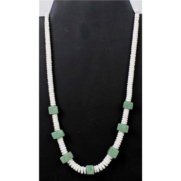 Santo Domingo Shell Heishi and Turquoise Necklace