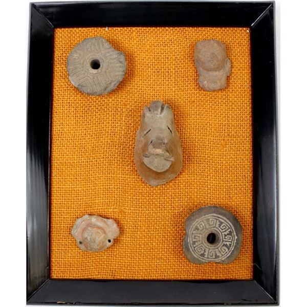 PreColumbian Pottery Throws & Whorls Display