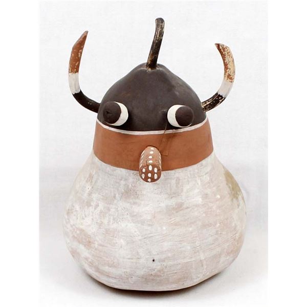 Vintage Jemez Figural Gourd Rattle by F. Shendo