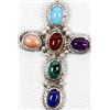 Image 3 : Navajo Sterling Multi-Stone Cross Necklace