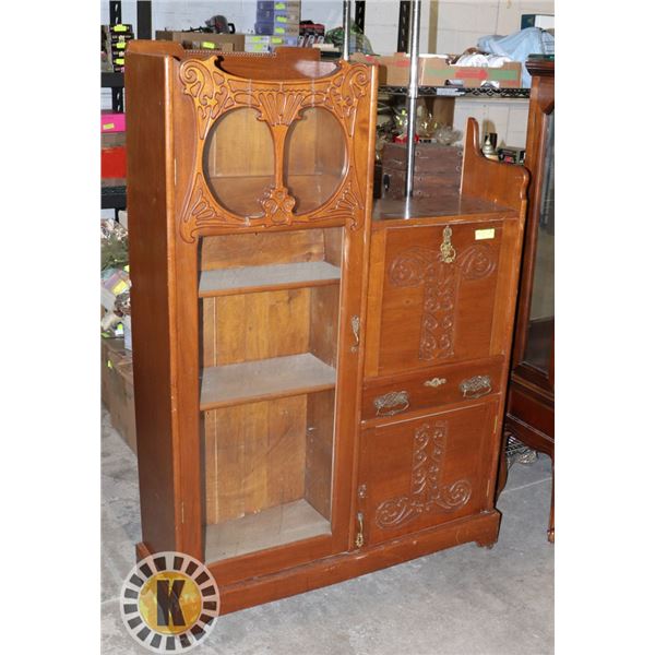 WOODEN DISH CABINET (HUTCH) LXWXH 42"X12"X58"