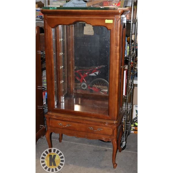 WOOD CHINA CABINET WITH GLASS SHELVES