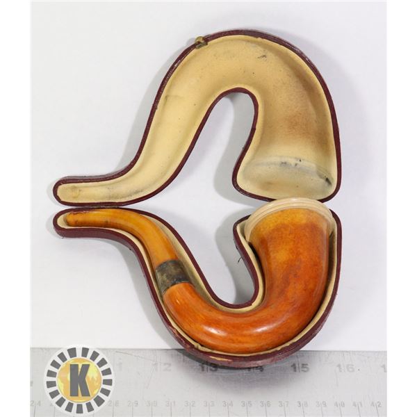 ANTIQUE CORN PIPE WITH STERLING SILVER ACCENT