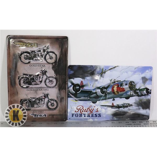 2 VINTAGE STYLE METAL SIGNS