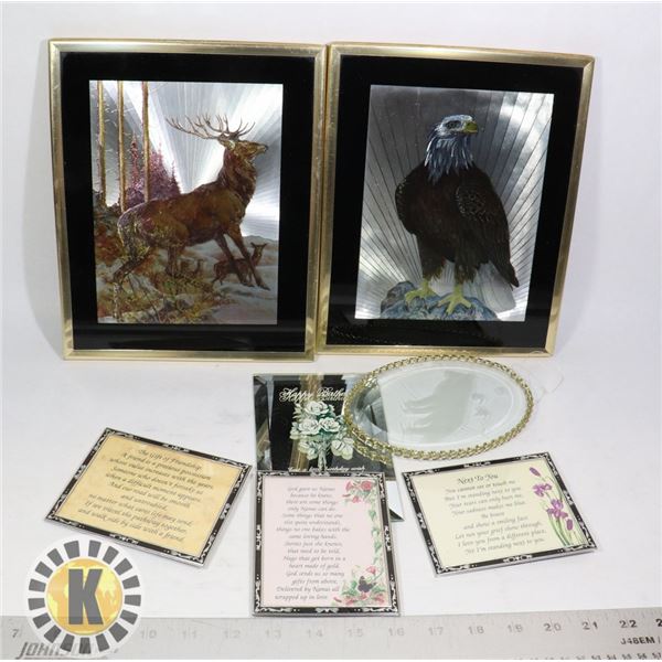 FLAT OF ASSORTED DECORATIVE WALL ART INCLUDING