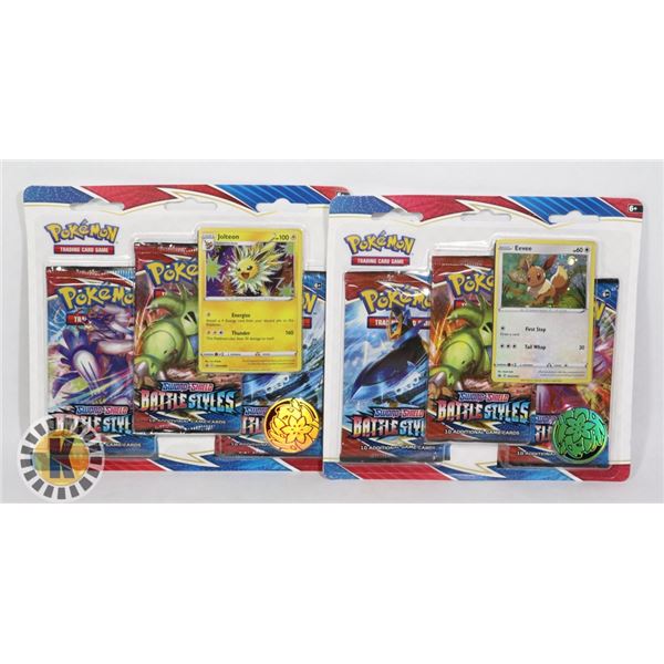 x2 POKEMON 3 BLISTER PACK BATTLE STYLES NEW