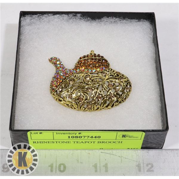 RHINESTONE TEAPOT BROOCH